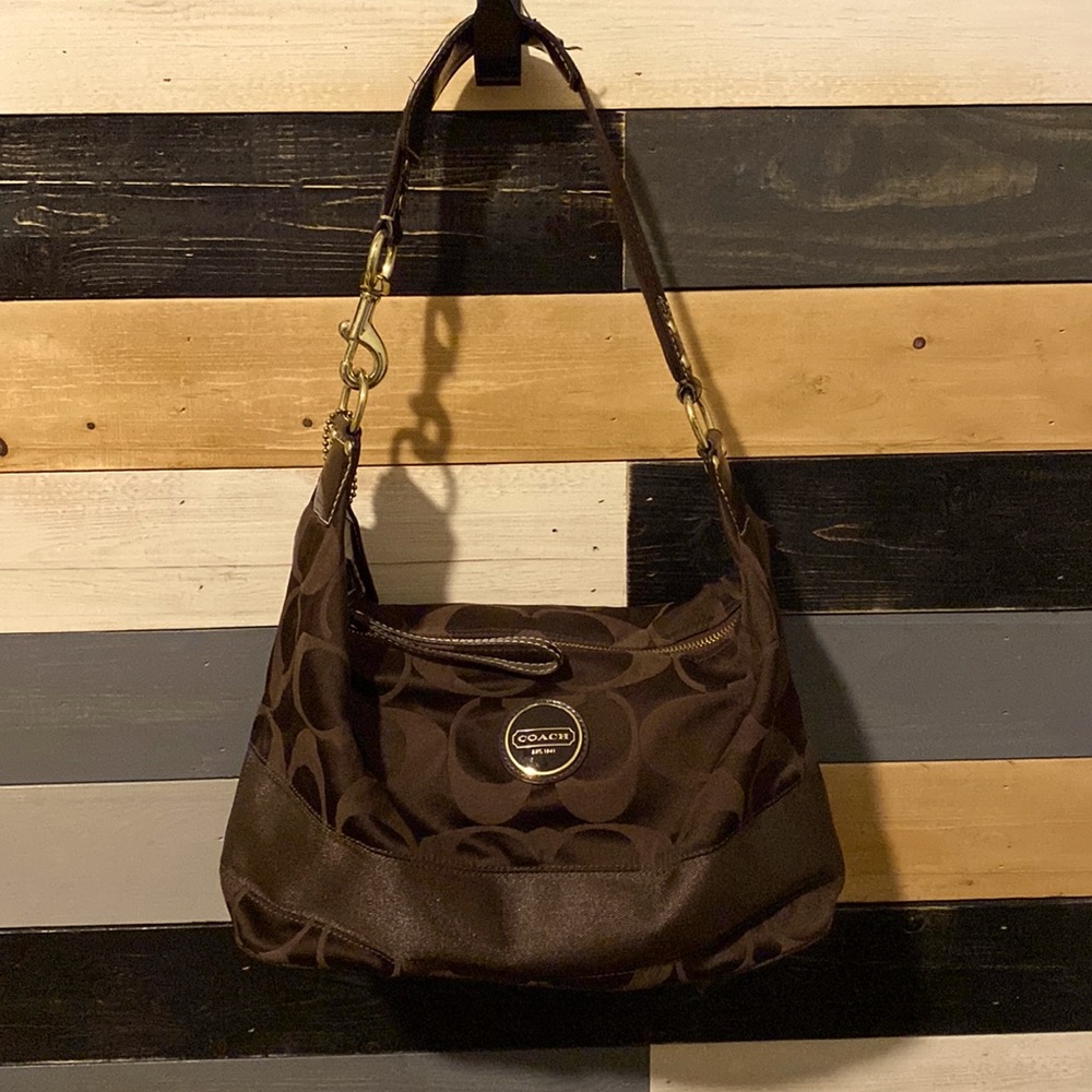 Coach Signature Shoulder Bag in Chocolate Brown